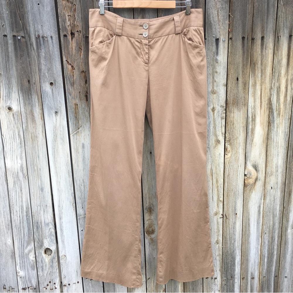 Burberry Vintage Y2K Wide Leg Pant Cotton Stretch Tan 10